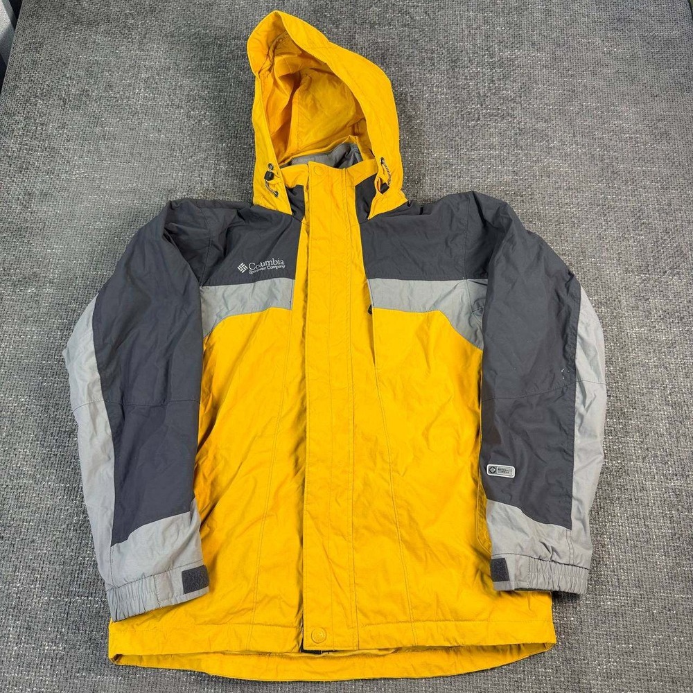Columbia Interchange Jacket Mens Small Yellow Charcoal Colorblock SKU 100984-12